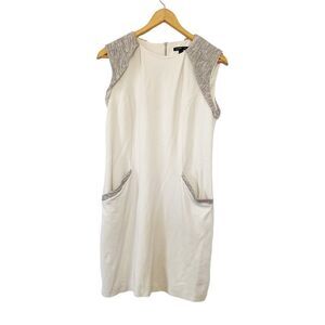 Mango Suit Cream Tweed Shift Dress